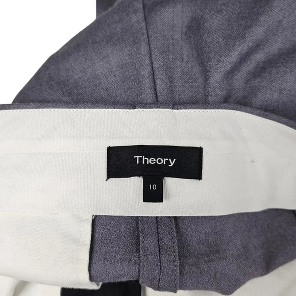 Theory Women's Sleek Flannel Straight Cuff Pant Size 10 Wool High Rise - Picture 5 of 11